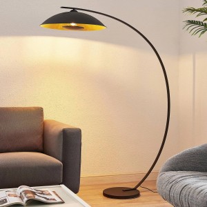 Lindby Stehlampe Bogenleuchte Emilienne 9626571 Modern in Schwarz aus Metall 1-flammig E27 Wohnzimmerleuchte