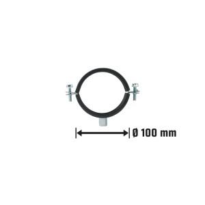 Lüftungsschelle NW 100 mm mit Schnellverschluss, M8/M10 Gewinde für Schallschutzrohre.