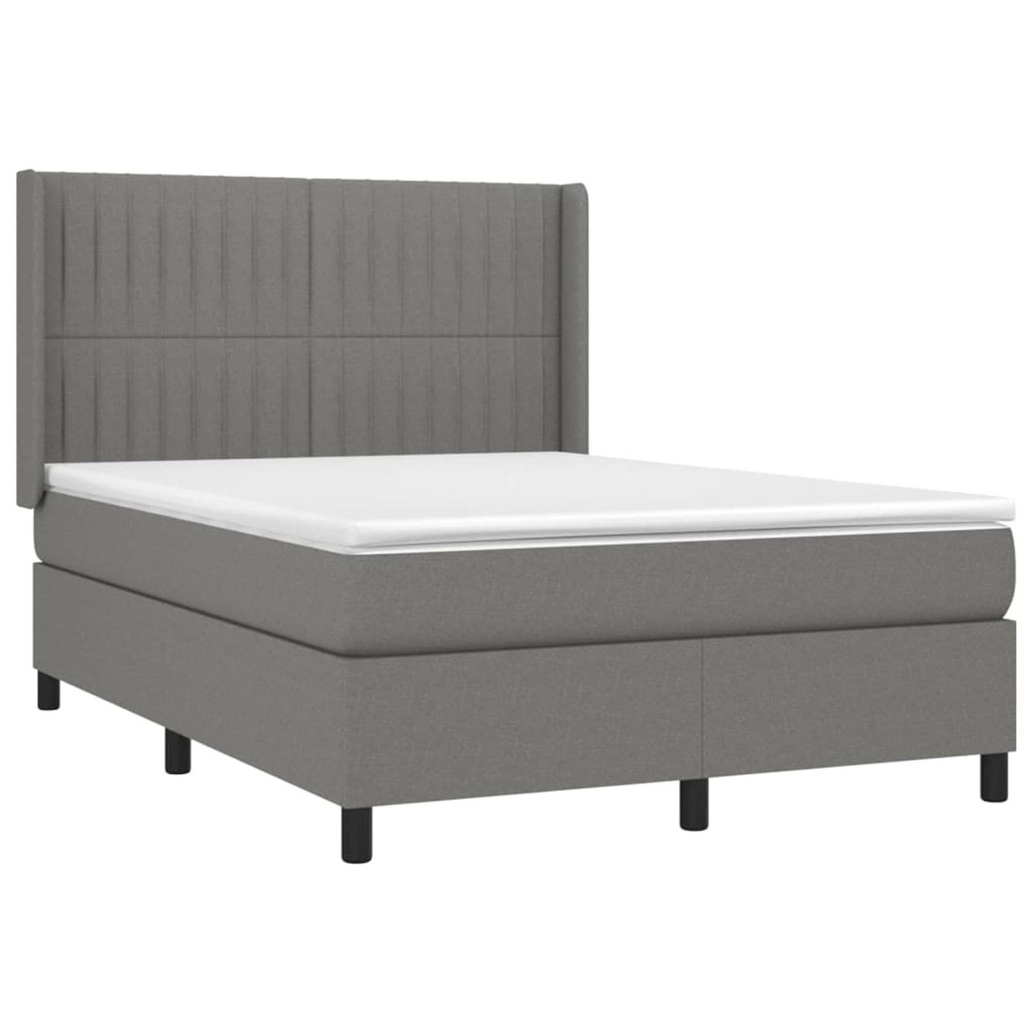 vidaXL Boxspringbett mit Matratze & LED Dunkelgrau 140x190 cm Stoff 3138470 günstig online kaufen