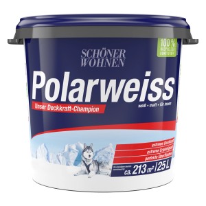 Eimer Schöner Wohnen Polarweiss, matte, weiße Innenfarbe, 25 Liter. Farbe für Wände und Decken.