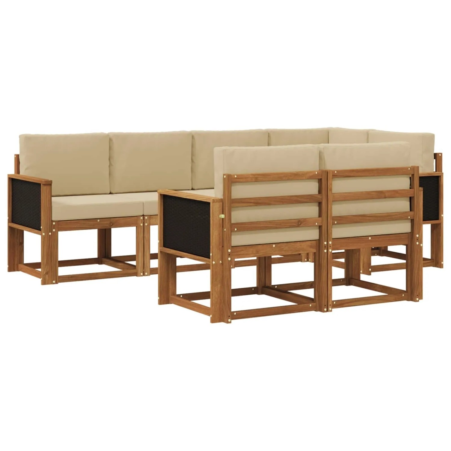 vidaXL Outdoor-Sofagarnitur mit Kissen 7 Stk Natur und Beige Polyester 3385284