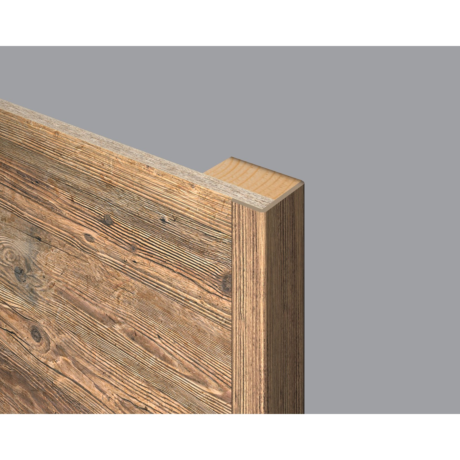 Egger Winkelleiste Decowall WL001 Namur, Fichte Natur, für Wandpaneele. Detailaufnahme der Holzstruktur.