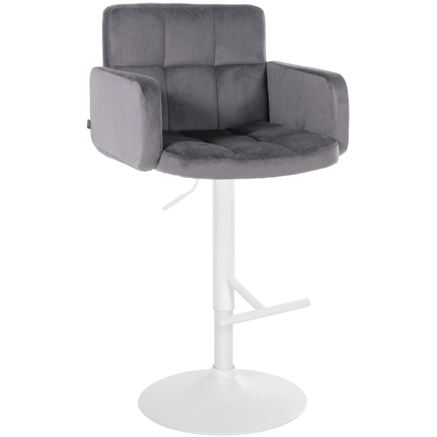 DELUKE Barhocker SUTUN Samt Dunkelgrau 60x56x93cm Weiß Barstuhl Mit Lehne Drehbar Tresenhocker Tresenstuhl