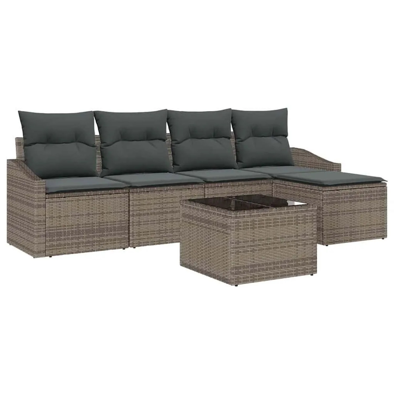 vidaXL Sofa Set mit Kissen mit Speicher 6-Tlg Hellgrau Poly-Rattan 3355358 günstig online kaufen