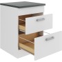 OPTIFIT Oslo214 Küchenunterschrank, 60 cm, Feinstruktur Weiß mit zwei Schubladen.
