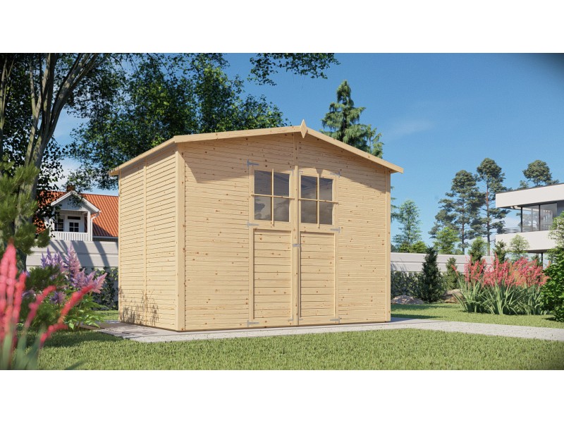 Bertilo Gerätehaus Plexi Apex 4 Natur 202 cm x 306 cm FSC® kaufen bei OBI | Gartenhäuser