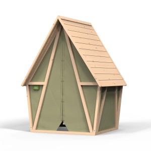 Exit Spielhaus Yuki 100: Holz-Spielhaus mit grüner Zeltplane für Kinder ab 2 Jahren.