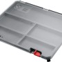Bosch Deckelbox für Systembox S, transparente Aufbewahrung mit Fächern und roten Verschlüssen.