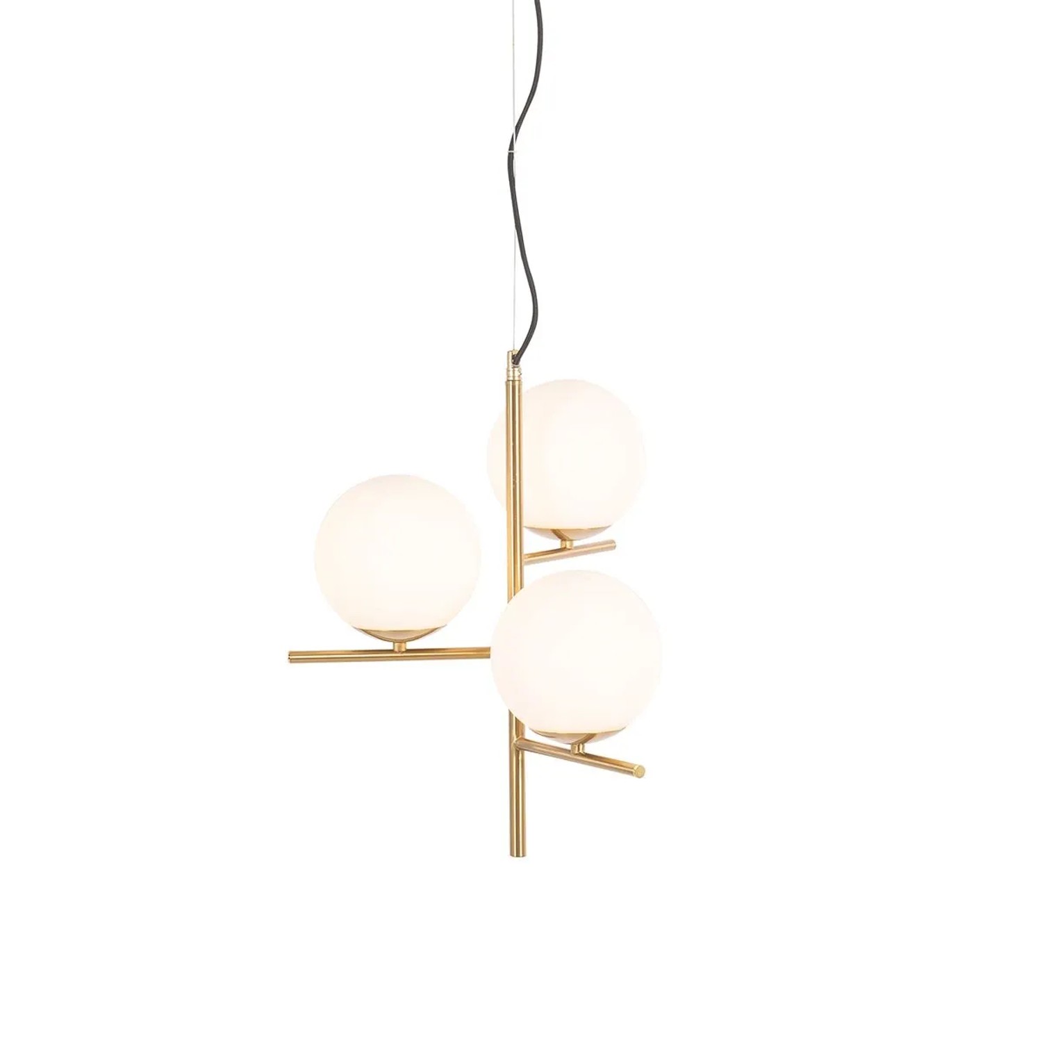 QAZQA Art Deco Hängelampe Gold mit Opalglas 3-flammig Flore