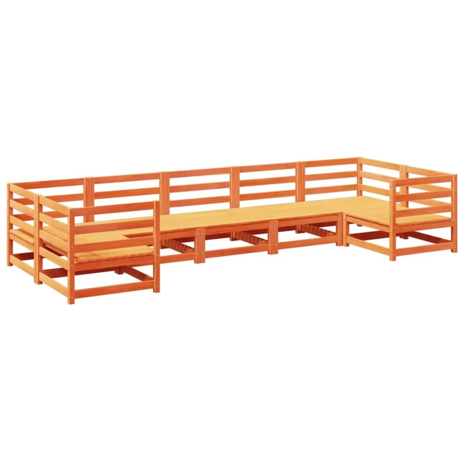 vidaXL 7-Tlg Garten-Sofagarnitur Wachsbraun Massivholz Kiefer 3299615 günstig online kaufen