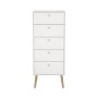 Weiße ebuy24 Bodo Kommode mit 5 Schubladen und Holzfüßen.