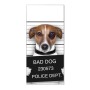 Banjado Magnettafel mit Jack Russel Motiv als "Bad Dog" im Polizeifoto, silberne Magnetwand für Wanddekoration.