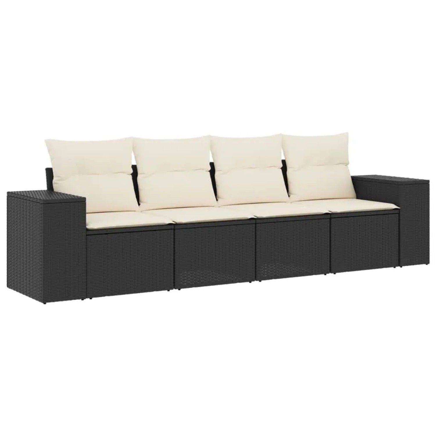 vidaXL 4-Tlg Garten-Sofagarnitur mit Kissen Schwarz Poly Rattan 3222275 günstig online kaufen