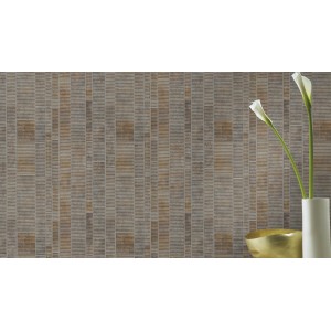 Rasch Vliestapete Factory IV mit grau-braunen Fliesen in Steinoptik, 10,05x0,53m.