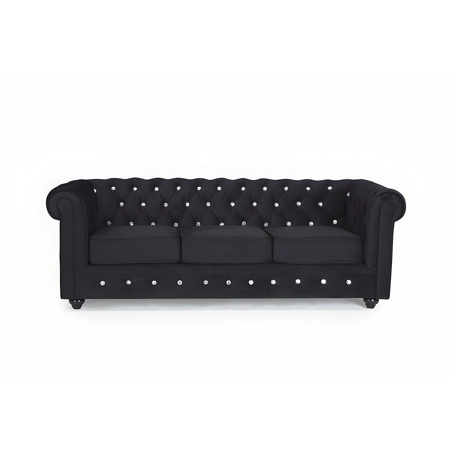 Vente-unique Sofa Ohne Schlafmöglichkeit Chesterfield Schwarz 205 cm