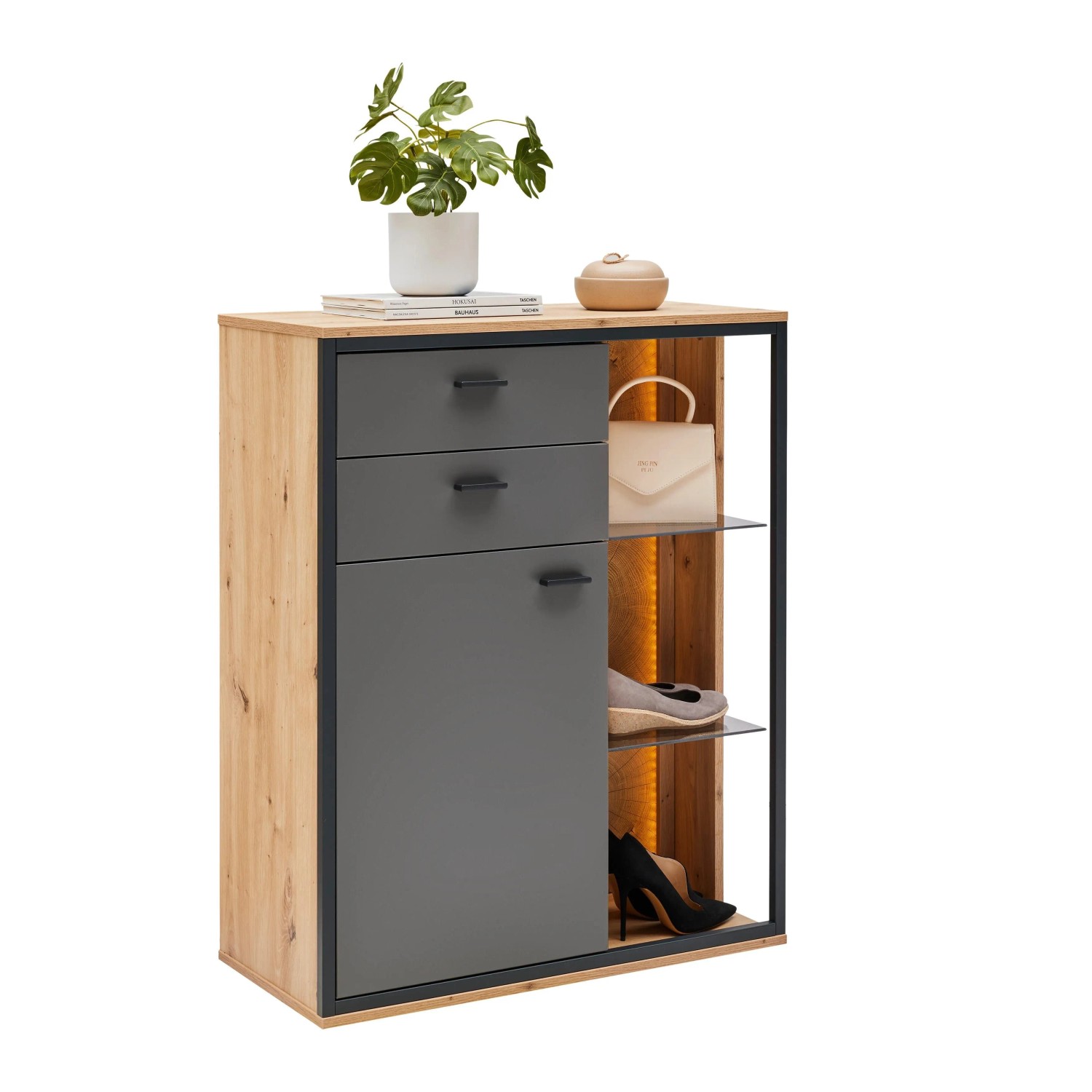 Premium Living Schuhschrank Florenz Grau/Eiche Artisan