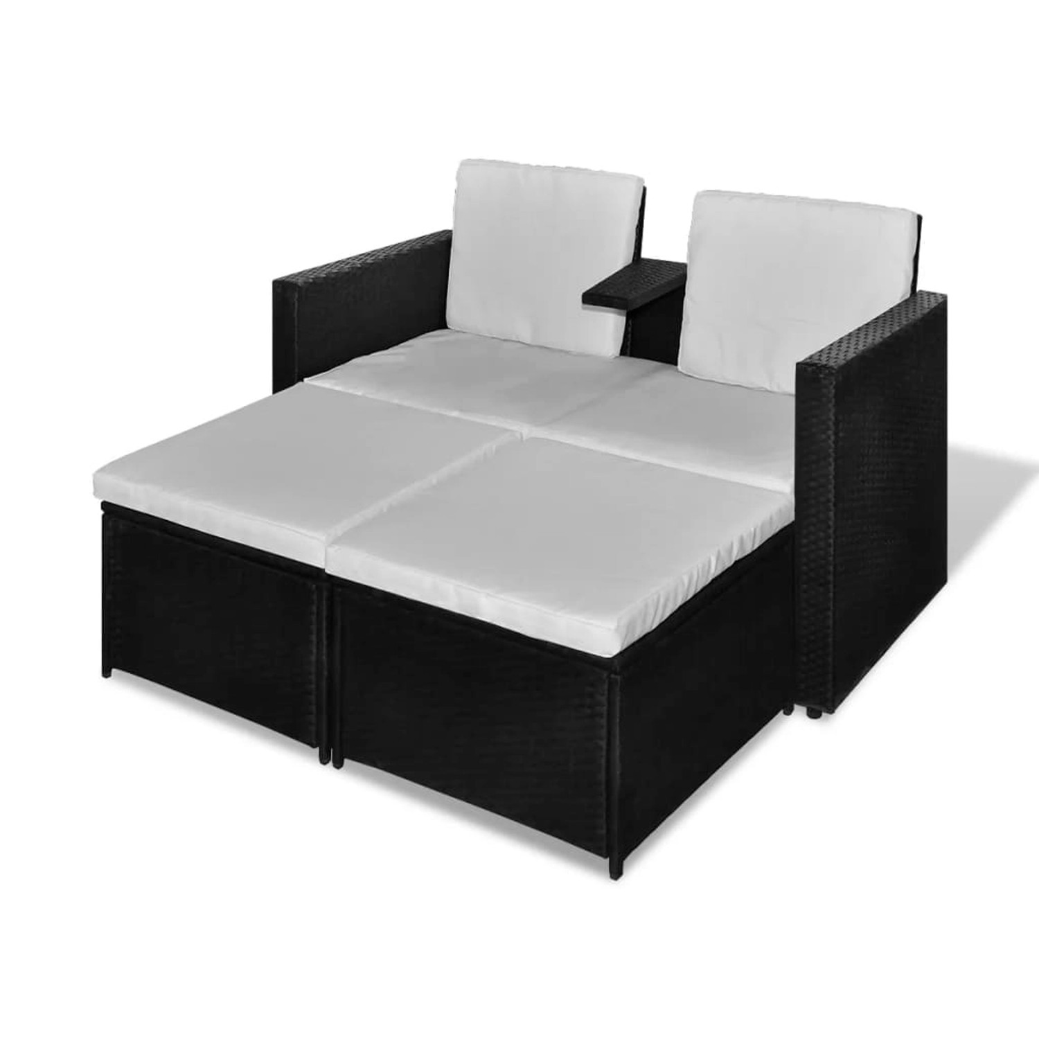 4-tlg. Garten-lounge-set Mit Auflagen Poly Rattan Schwarz günstig online kaufen