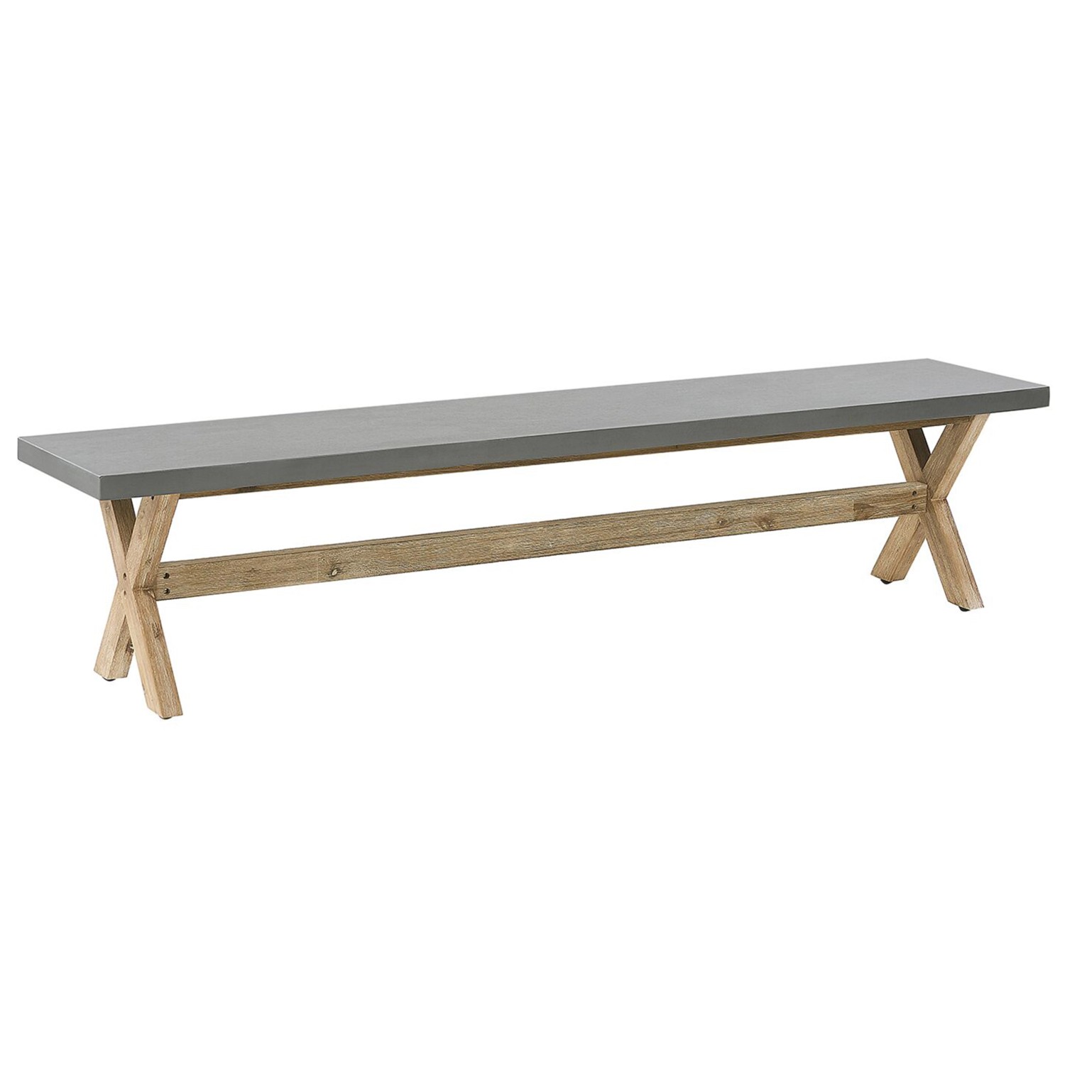 Beliani Gartenbank OLBIA Grau Heller Holzfarbton 40x200x45 günstig online kaufen