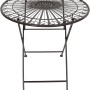 Balkon-Set Tisch Mangan, Ø 70 cm, schwarz-braun, klappbar, aus Metall mit filigranem Muster.