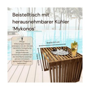 COOTAB Cooler Table Mykonos 3-in-1 Loungetisch mit Edelstahl-Kühler