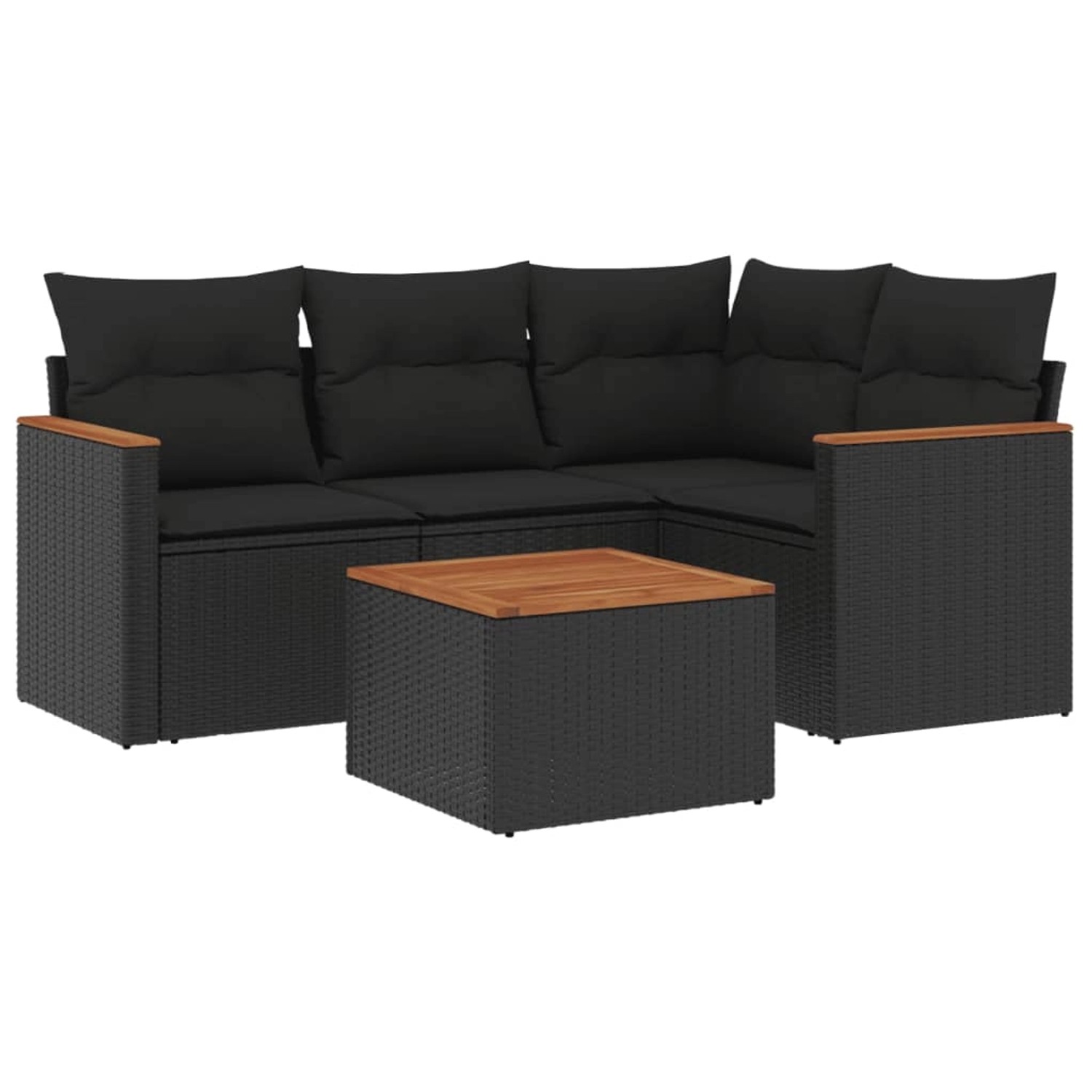 vidaXL 5-Tlg Garten-Sofagarnitur mit Kissen Schwarz Poly Rattan 3225936 günstig online kaufen
