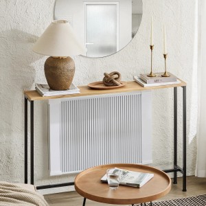 Schmaler SoBuy Konsolentisch 120x81x20cm in Natur/Schwarz. MDF-Platte, schwarzes Metallgestell. Ideal für Flur oder Wohnzimmer.