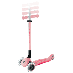 Globber Elite Lights Tretroller Kinder 120/80 mm ABEC 9 3-Rädrig Verstellbar LED-Leuchtrollen Pastellrosa
