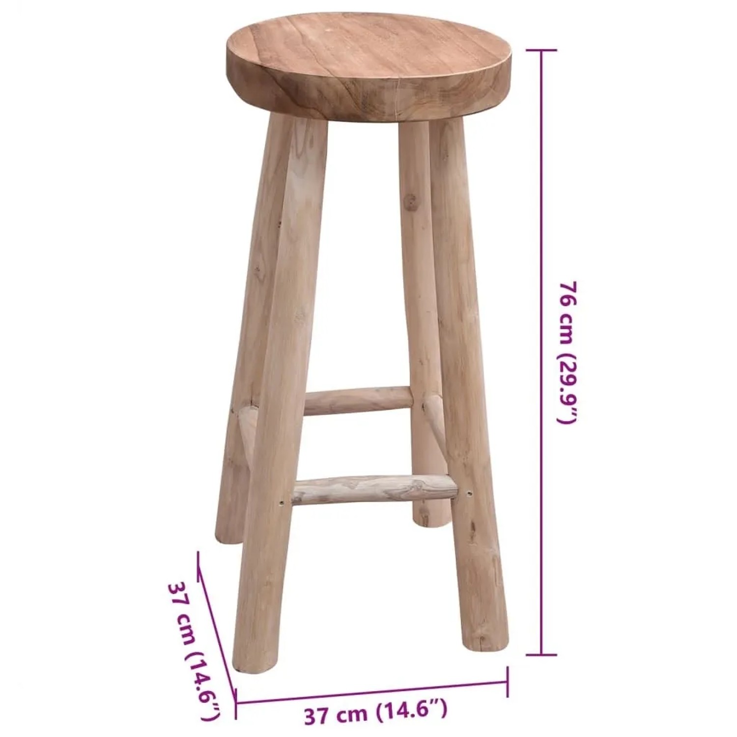 vidaXL Barhocker Teak Massivholz 244545_4
