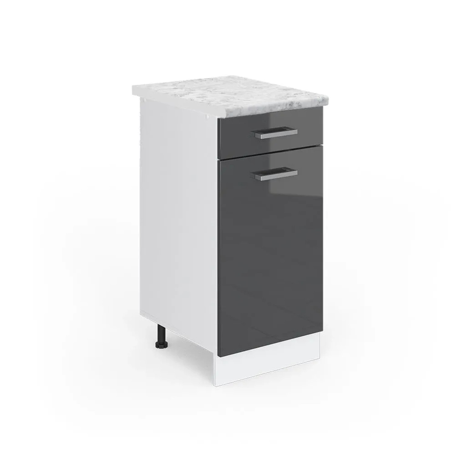 Vicco Küchenunterschrank R-Line Anthrazit Hochglanz Weiß 40 cm AP Marmor