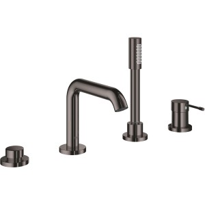 Grohe Essence 4-Loch Wannenarmatur in Hard Graphite mit Handbrause und Einhandmischer.