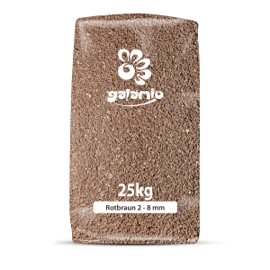 Sack Galamio Lavamulch rotbraun, 2-8 mm, 25 kg. Dekorative Beetabdeckung für den Garten.