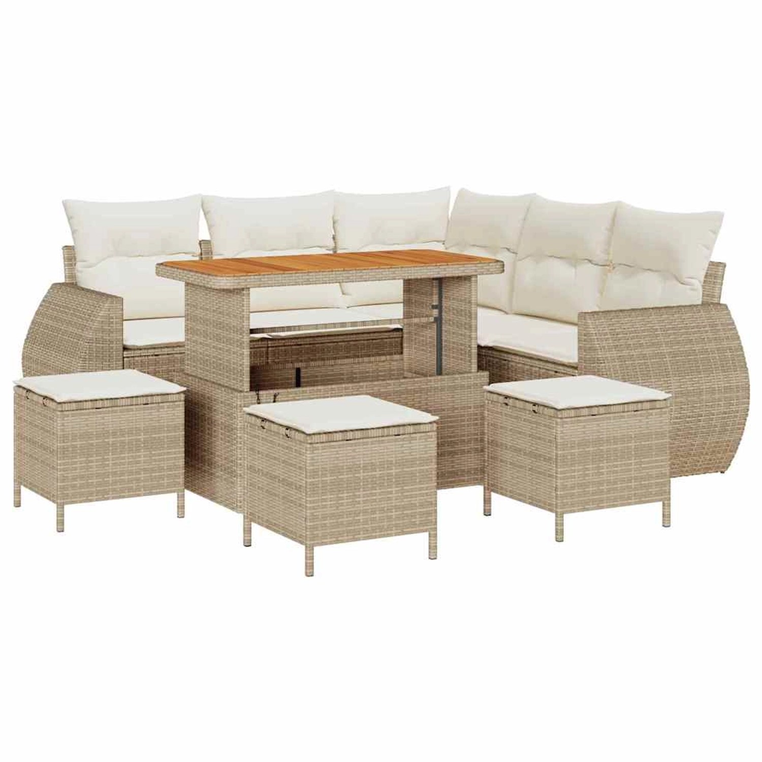 vidaXL Garten-Sofa-Set 9-Tlg Beige Poly Rattan 3361881 günstig online kaufen