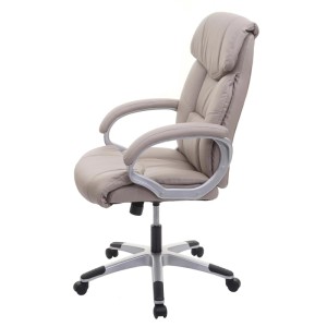 MCW Bürostuhl A71 in Taupe-Grau, ergonomisch, mit Wippmechanik und gepolsterten Armlehnen.