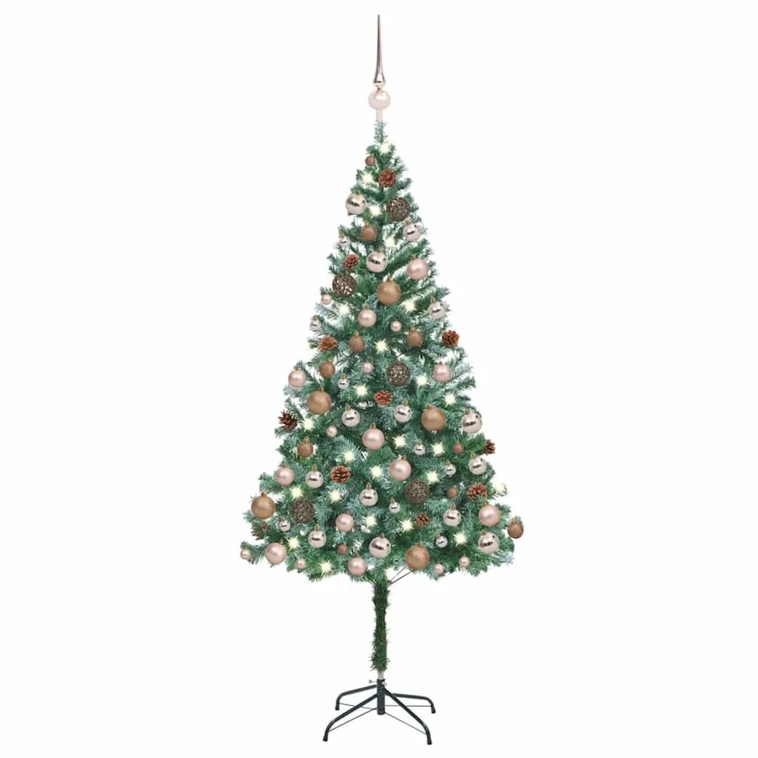 vidaXL Künstlicher Weihnachtsbaum mit Beleuchtung Kugeln Zapfen 180 cm 3077614