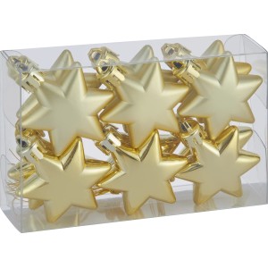 12-teiliges Baumschmuck-Set mit goldenen Sternen (5 cm) zur Weihnachtsdekoration.