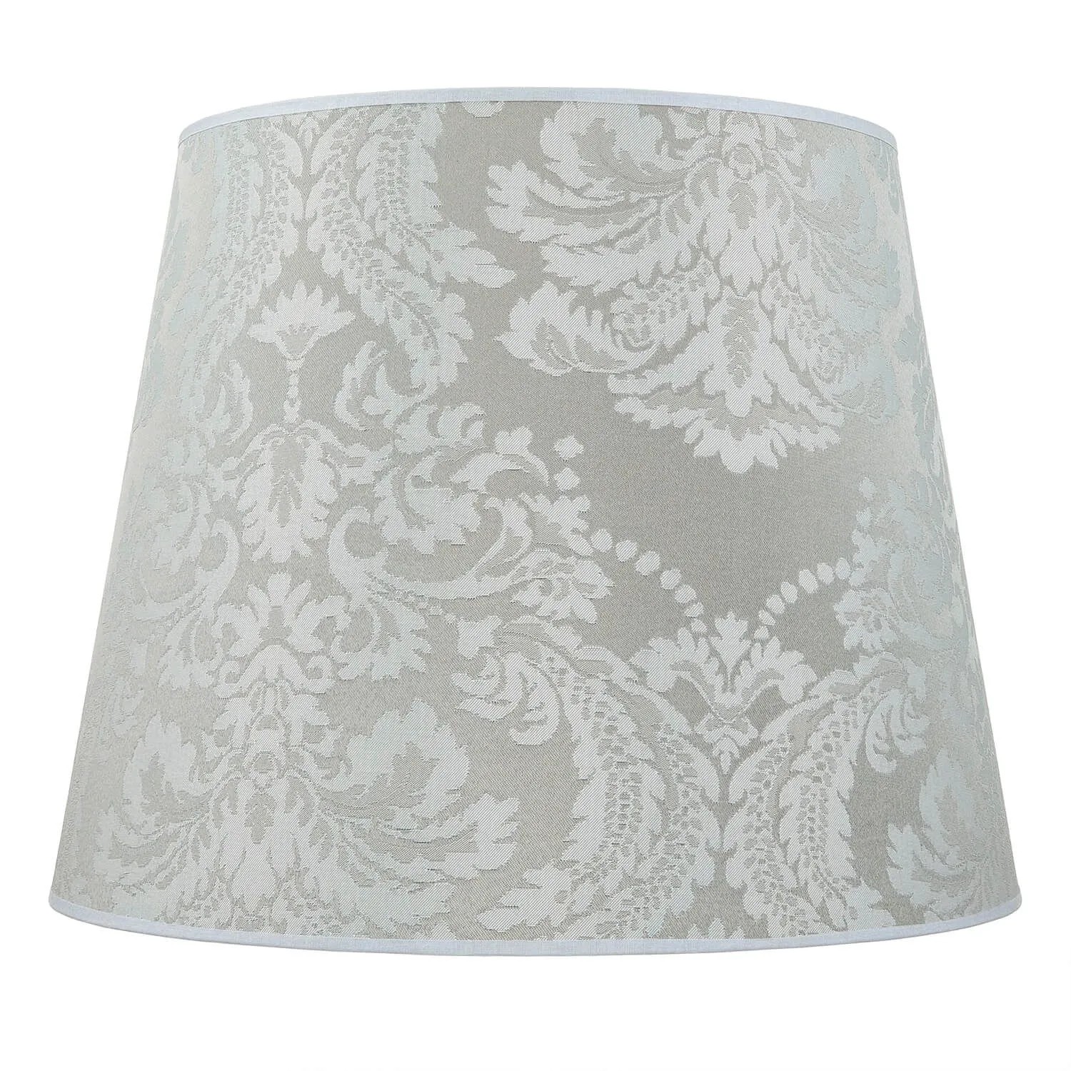 Licht-Erlebnisse Lampenschirm Stoff Für Stehleuchten Ø 38 cm E27 In Silber Barock Design