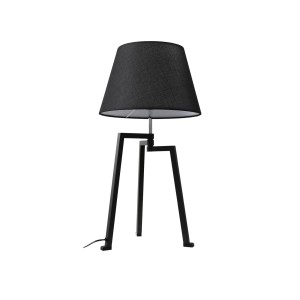 Schwarze Lucande Tischlampe Amona mit Tripod-Fuß, Design-Leuchte für Wohnzimmer.