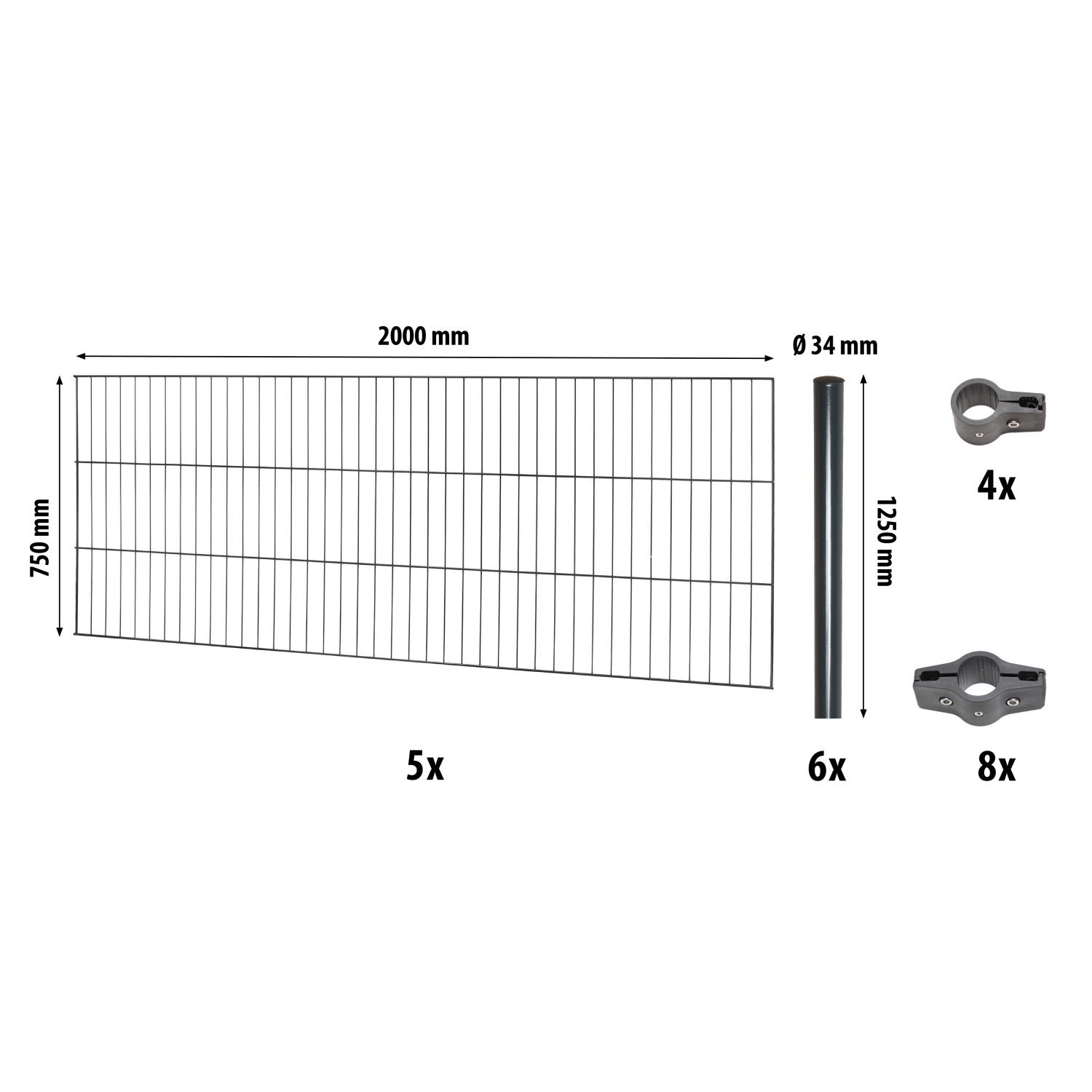 Einstabmattenzaun-Set Classic Anthrazit 75 cm x 1000 cm günstig online kaufen