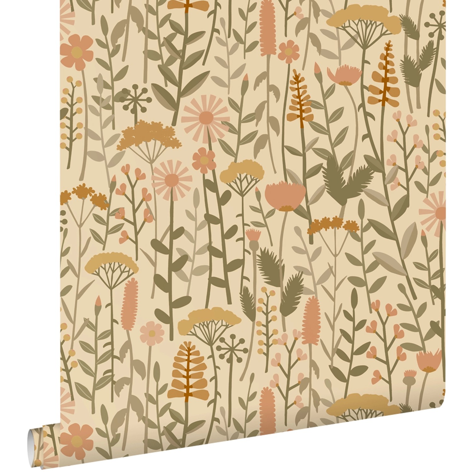 ESTAhome Tapete Feldblumen Gelb Orange und Grün 50 x 900 cm günstig online kaufen
