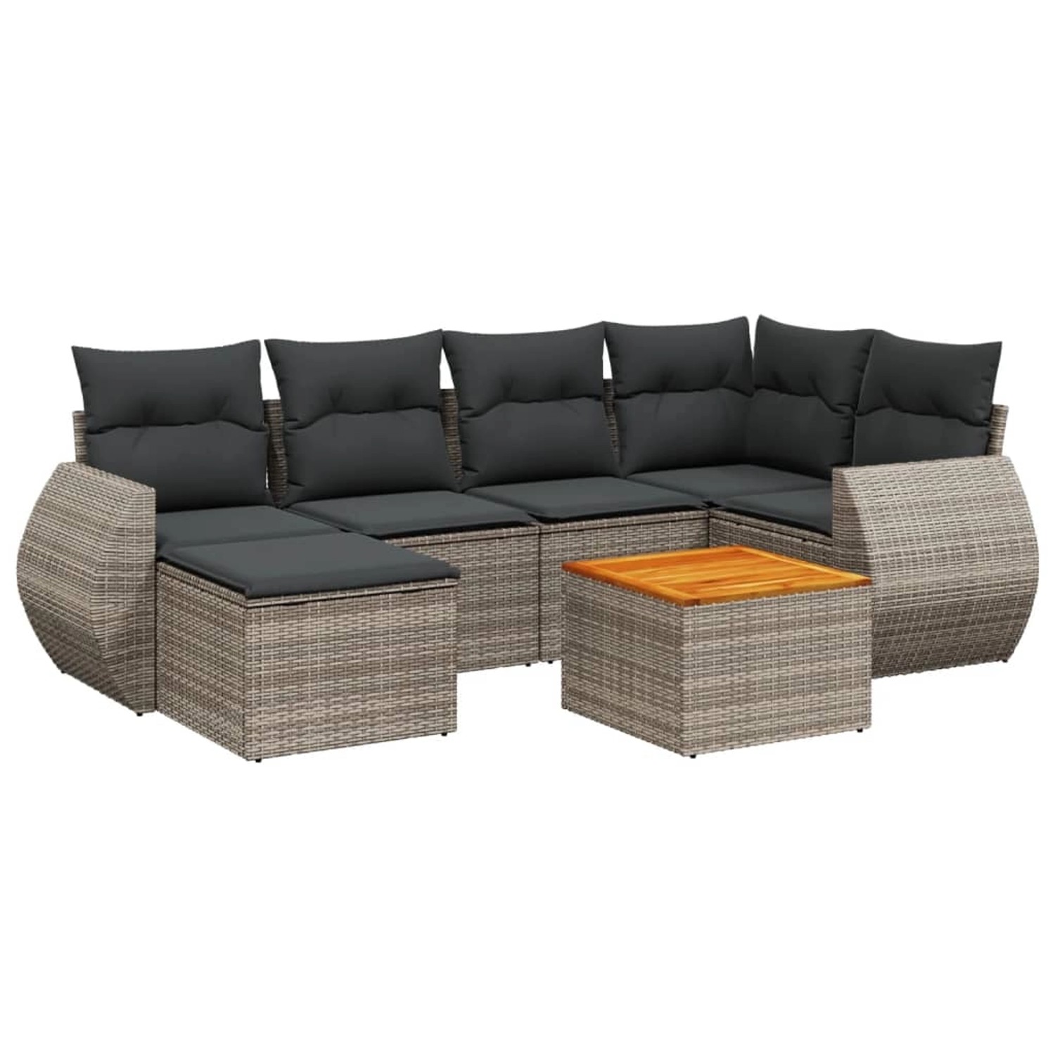 vidaXL 7-Tlg Garten-Sofagarnitur mit Kissen Grau Poly Rattan 3225108 günstig online kaufen