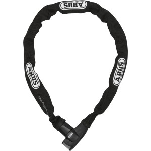 Schwarzes Abus Kettenschloss CH Lock 5415 für Fahrräder mit Textilschlauch und Automatikzylinder.