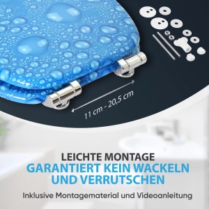 Sanilo WC-Sitz Tautropfen Blau mit Absenkautomatik und Montagematerial.