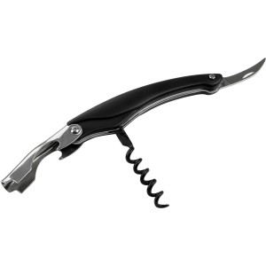 Fackelmann Kellnerkorkenzieher Specter, 11 cm, schwarz-silber, mit Korkenzieher, Flaschenöffner und Folienschneider.