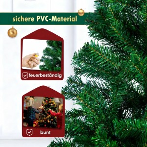 Grüner künstlicher Weihnachtsbaum aus PVC, naturgetreue Nordmanntanne-Äste. Feuerbeständig, ideal für festliche Deko.
