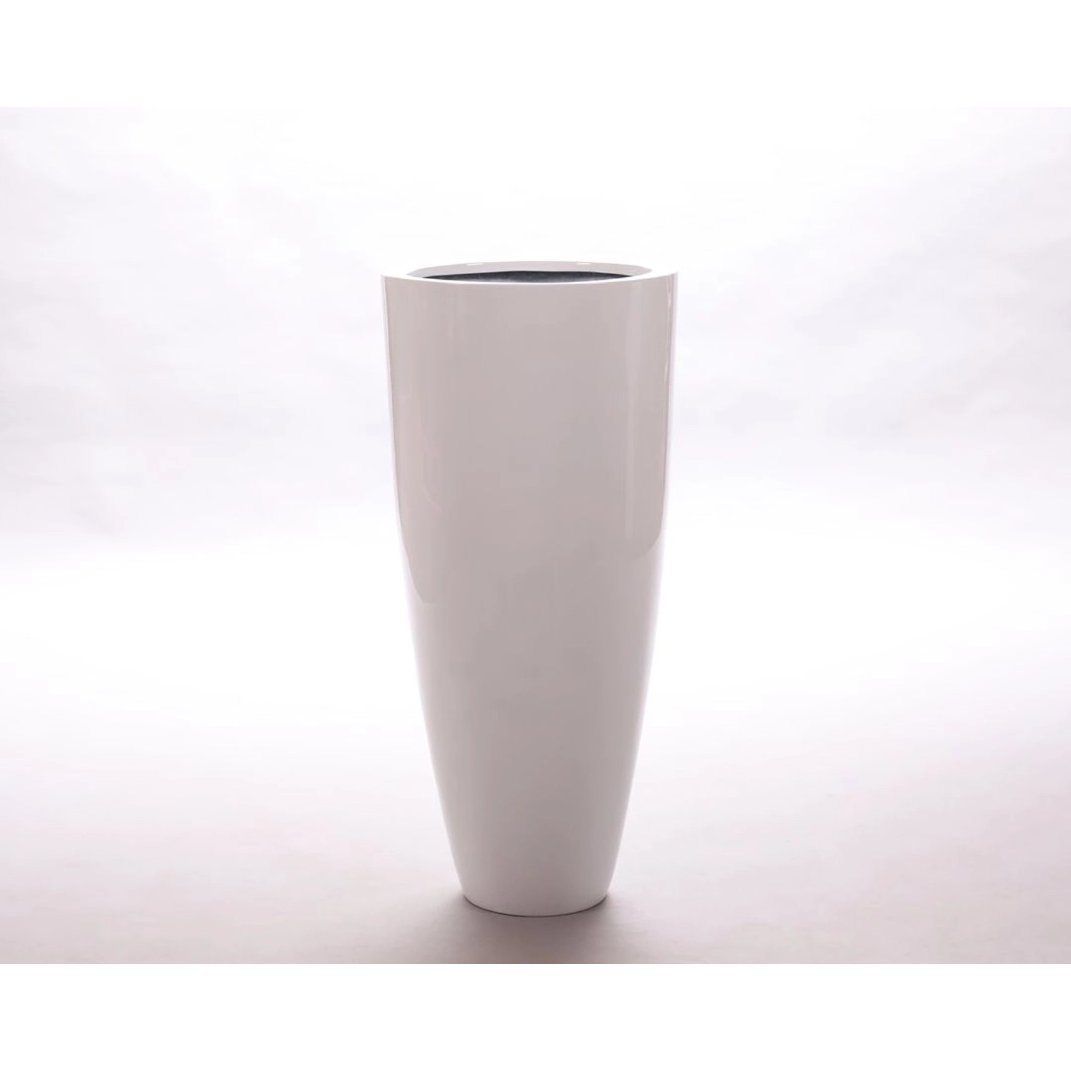 Elegant Einrichten Pflanzkübel Fiberglas Rund-Konisch D38xH80cm Hochglanz-W günstig online kaufen