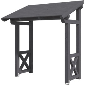 Skan Holz Vordach Paderborn 4, schiefergrau lasiert, 242x156 cm, aus Konstruktionsvollholz.