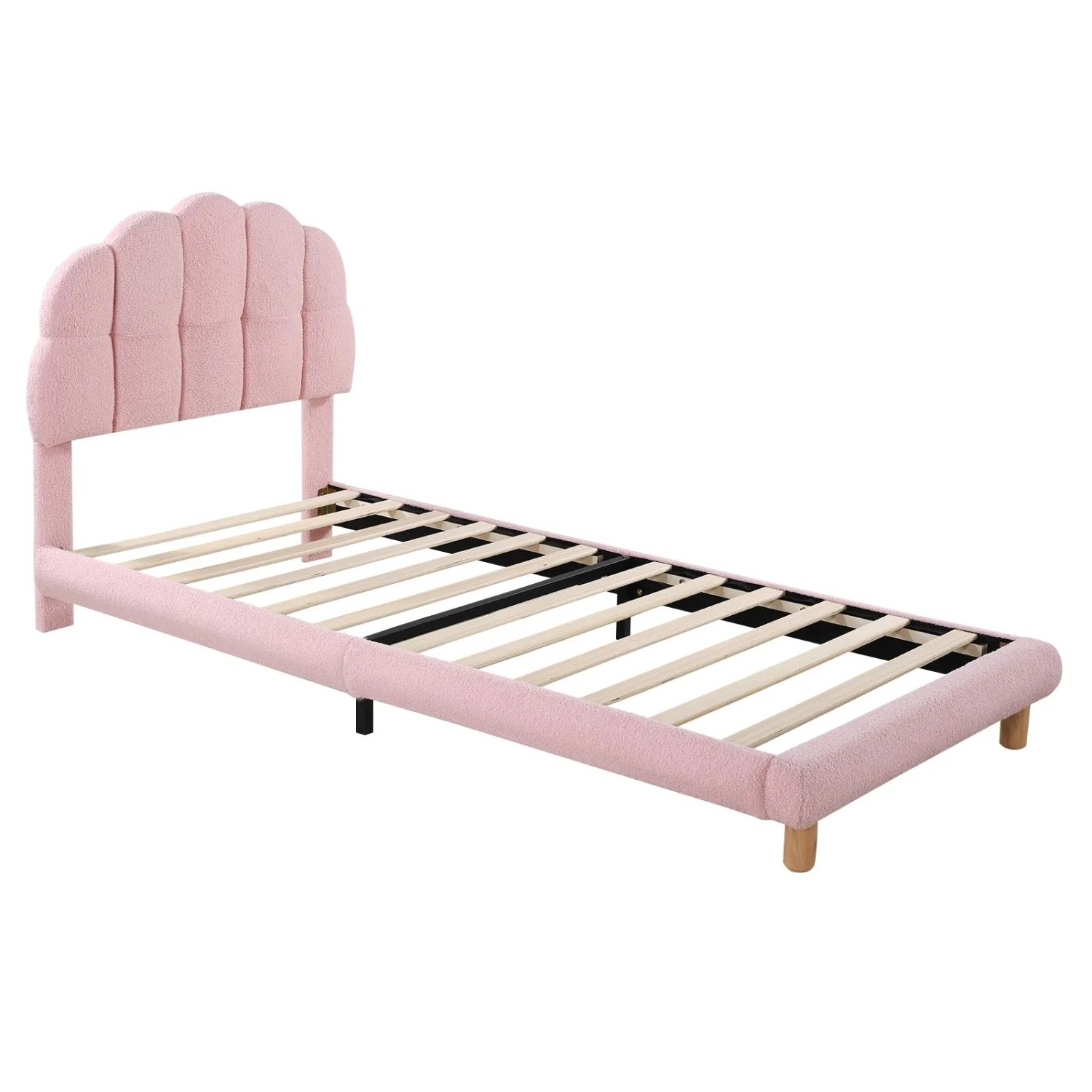 Merax Polsterbett 90x200 cm Mit Holzlattenrost Rosa