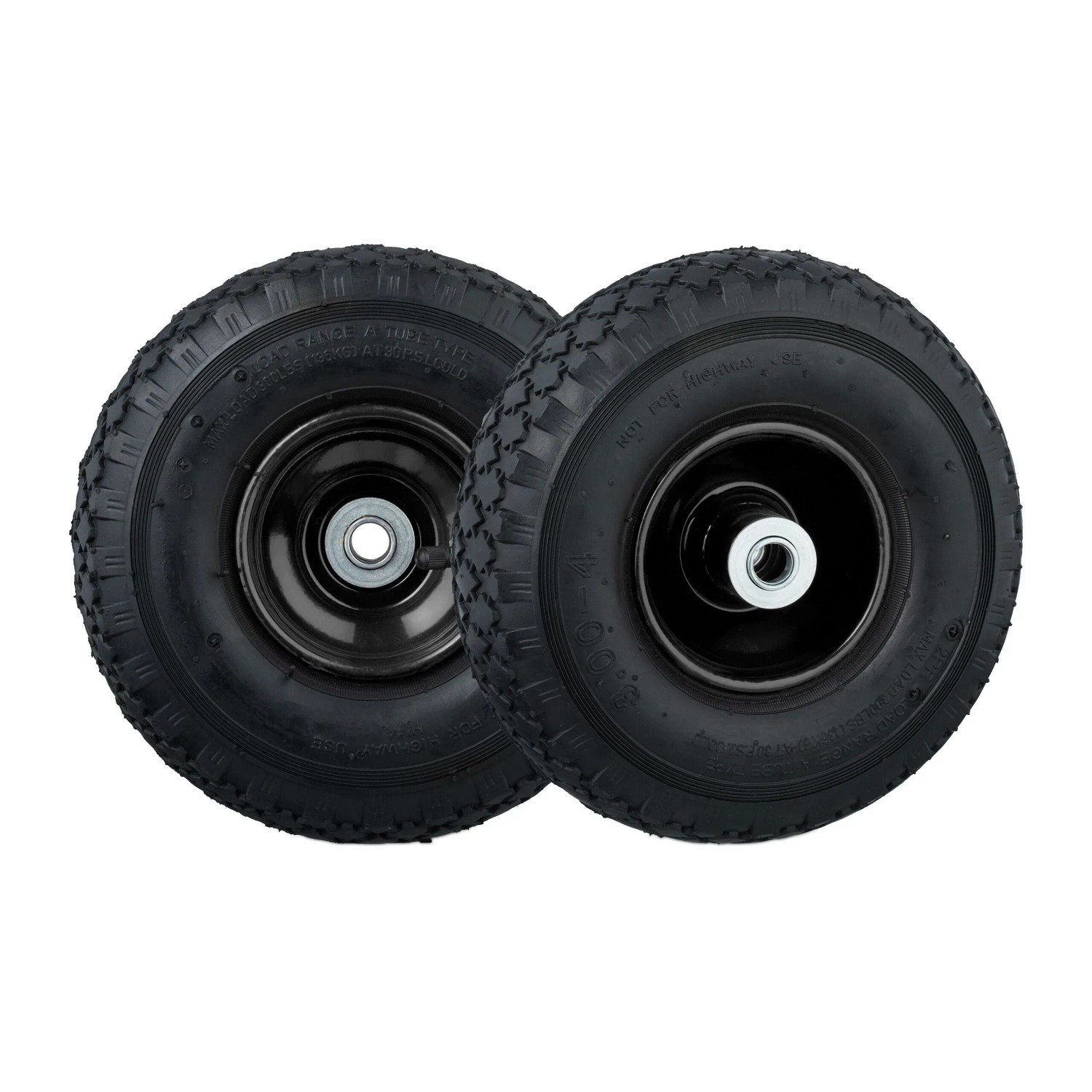 Relaxdays Sackkarrenrad 2er Set 3.00-4 Gummi Stahl Schwarz Kugellager Luftbereift 26 Cm X 8, 5 Cm 1 Kg