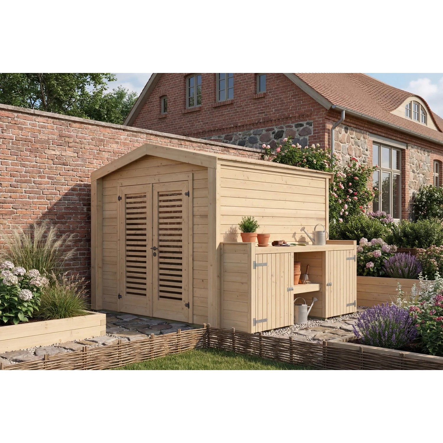 Weka Holz-Gartenhaus Killarney Satteldach Natur Unbehandelt 307 cm x 263 cm
