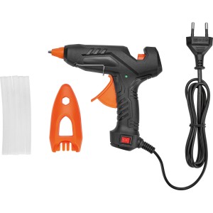 Heißklebepistole 30W Set mit 5 Klebesticks und Standfuß.